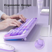 Load image into Gallery viewer, Wireless Keyboard and Mouse Combo, Full Size Retro Keyboard with Number Pad and 2 in 1 USB Connected Mouse for Windows 7/8/10, Laptop, Desktop, PC, Computer (Purple Colorful)