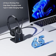 Load image into Gallery viewer, Wireless Headset with Mic for Work,Bluetooth Headset with Microphone (Noise Cancelling & Mute Button)Wireless Headphones with Mic for Work from Home/Office/PC/Call Center/Computer/Laptop/Teams/Zoom