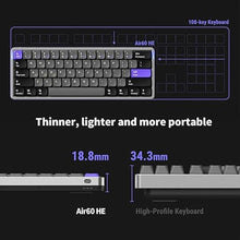 Load image into Gallery viewer, nuphy Air60 HE Wired Magnetic Gaming Keyboard,61 Keys Rapid Trigger,60% Compact,Actuation Point Adjustable, 8K Hz Polling Rate,Hall Effect Keyboard Low-Profile Magnetic Jade Switch