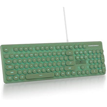 Load image into Gallery viewer, Quiet Keyboard Wired Membrane Keyboard Green, Full Size 104 Keys Typewriter Key Board with Number Pad, Blue LED Backlit, Round Keycaps, Cute Computer Keyboards (Dark Green)