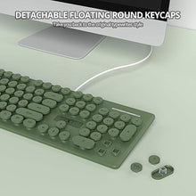 Load image into Gallery viewer, Quiet Keyboard Wired Membrane Keyboard Green, Full Size 104 Keys Typewriter Key Board with Number Pad, Blue LED Backlit, Round Keycaps, Cute Computer Keyboards (Dark Green)