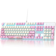 Load image into Gallery viewer, Wired Full Size Pink Mechanical Keyboard 104 Keys Creamy Keyboard with Number Pad, RGB Gaming Keyboard, Linear Red Switch, NKRO Mechanical Keyboard Full Size for Windows Laptop PC Gamer