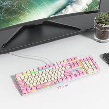 Load image into Gallery viewer, Wired Full Size Pink Mechanical Keyboard 104 Keys Creamy Keyboard with Number Pad, RGB Gaming Keyboard, Linear Red Switch, NKRO Mechanical Keyboard Full Size for Windows Laptop PC Gamer