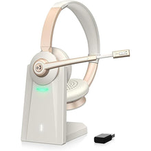 Load image into Gallery viewer, Wireless Headset, Bluetooth Headset with Microphone, AI Noise Canceling Mic & USB Dongle, Wireless Headphones with Mic Mute & Charging Base for Work from Home/Office/Call Center/PC/Laptop/Zoom