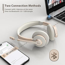 Load image into Gallery viewer, Wireless Headset, Bluetooth Headset with Microphone, AI Noise Canceling Mic & USB Dongle, Wireless Headphones with Mic Mute & Charging Base for Work from Home/Office/Call Center/PC/Laptop/Zoom