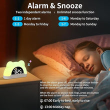 Load image into Gallery viewer, Alarm Clock for Kids, Sleep Training Clock for Toddlers, Wake Up Clock with Night Light,3 Brightness Levels, Dual Alarms, Sound Machine, Digital Clock for Boys, Girls, Bedroom, Birthday Gift