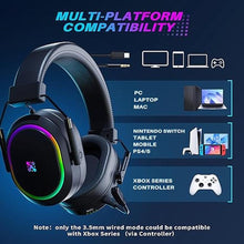 Load image into Gallery viewer, Wireless Gaming Headset for PS5 PS4, 2.4 Ghz Bluetooth Gaming Headphones with Noise Cancelling Microphone, Surround Sound Gamer Headsets for PC Mobile Laptop Xbox Nintendo Switch Mac