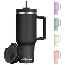 Load image into Gallery viewer, 40oz Tumbler with Handle,Double Wall Vacuum Reusable Stainless Steel Insulated Water Bottle,With Leak Proof lid and Straw for Iced or Cold Beverages (Black)