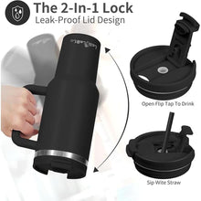 Load image into Gallery viewer, 40oz Tumbler with Handle,Double Wall Vacuum Reusable Stainless Steel Insulated Water Bottle,With Leak Proof lid and Straw for Iced or Cold Beverages (Black)