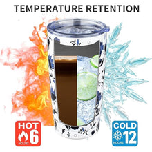Load image into Gallery viewer, 20oz Tumbler with Lid and Straw Double Wall Powder Coated Vacuum Insulated Coffee Tumbler Stainless Steel Travel Coffee Mug Spill-Proof Thermal Cup for Hot and Cold Beverage,Blue and White Porcelain