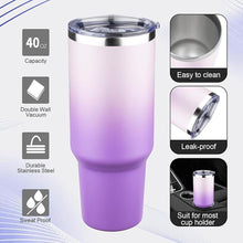 Load image into Gallery viewer, 40 oz Tumbler with Lids and Straws Double Wall Vacuum Insulated Tumbler Cup,Stainless Steel Leak-proof Thermal Tumbler Powder Coated Travel Coffee Mug for Cold and Hot Drinks,Gardient Purple
