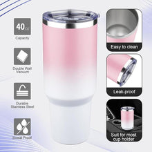 Load image into Gallery viewer, 40 oz Tumbler with Lids and Straws Double Wall Vacuum Insulated Tumbler Cup,Stainless Steel Leak-proof Thermal Tumbler Powder Coated Travel Coffee Mug for Cold and Hot Drinks,Pink White