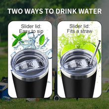 Load image into Gallery viewer, 20oz Tumbler with Lid and Straw Double Wall Powder Coated Vacuum Insulated Coffee Tumbler Stainless Steel Insulated Travel Coffee Mug Spill-Proof Thermal Cup for Hot and Cold Beverage,Black