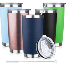 Load image into Gallery viewer, 20oz Tumbler with Lid and Straw Double Wall Powder Coated Vacuum Insulated Coffee Tumbler Stainless Steel Insulated Travel Coffee Mug Spill-Proof Thermal Cup for Hot and Cold Beverage,Navy Blue