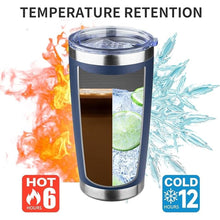 Load image into Gallery viewer, 20oz Tumbler with Lid and Straw Double Wall Powder Coated Vacuum Insulated Coffee Tumbler Stainless Steel Insulated Travel Coffee Mug Spill-Proof Thermal Cup for Hot and Cold Beverage,Navy Blue