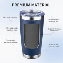 Load image into Gallery viewer, 20oz Tumbler with Lid and Straw Double Wall Powder Coated Vacuum Insulated Coffee Tumbler Stainless Steel Insulated Travel Coffee Mug Spill-Proof Thermal Cup for Hot and Cold Beverage,Navy Blue