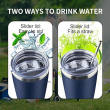 Load image into Gallery viewer, 20oz Tumbler with Lid and Straw Double Wall Powder Coated Vacuum Insulated Coffee Tumbler Stainless Steel Insulated Travel Coffee Mug Spill-Proof Thermal Cup for Hot and Cold Beverage,Navy Blue