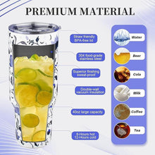 Load image into Gallery viewer, 40 oz Tumbler with Lids and Straws Double Wall Insulated Tumbler Cup,Stainless Steel Vacuum Tumbler Powder Coated Travel coffee Mug for Cold and Hot Drinks,Blue and White Porcelain