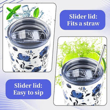 Load image into Gallery viewer, 40 oz Tumbler with Lids and Straws Double Wall Insulated Tumbler Cup,Stainless Steel Vacuum Tumbler Powder Coated Travel coffee Mug for Cold and Hot Drinks,Blue and White Porcelain