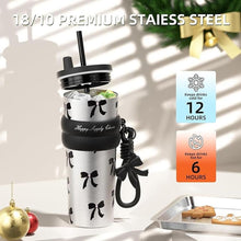 Load image into Gallery viewer, 24 OZ Stainless Steel Vacuum Tumbler with Lid and Straw, Iced Insulated Water Bottle Leak Proof, Portable Travel Coffee Mug, Reusable Double Wall Vacuum Thermal Cup for Women