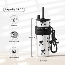 Load image into Gallery viewer, 24 OZ Stainless Steel Vacuum Tumbler with Lid and Straw, Iced Insulated Water Bottle Leak Proof, Portable Travel Coffee Mug, Reusable Double Wall Vacuum Thermal Cup for Women