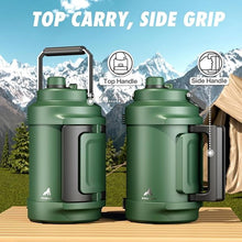 Load image into Gallery viewer, 1 Gallon Insulated Water Bottle for Sports: 2-in-1 Straw Spout Lid, Dual Handle, Leakproof, Keep Cold 48H, 128oz Stainless Steel Water Jug for Outdoors, Hiking, Cycling, Camping, Fishing (Forest)