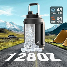 Load image into Gallery viewer, 1 Gallon Insulated Water Bottle for Travel: 2-in-1 Straw Spout Lid, Dual Handle, Leakproof, Keep Cold 48H, 128oz Stainless Steel Water Jug for Gym, Biking, Road Trip, Work, Home, Picnic (Midnight)