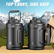Load image into Gallery viewer, 1 Gallon Insulated Water Bottle for Travel: 2-in-1 Straw Spout Lid, Dual Handle, Leakproof, Keep Cold 48H, 128oz Stainless Steel Water Jug for Gym, Biking, Road Trip, Work, Home, Picnic (Midnight)