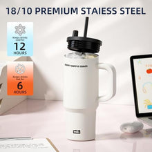 Load image into Gallery viewer, SDGA 24 OZ Stainless Steel Tumbler with Lid and Straw, Coffee Travel Mug with Handle Spill Proof Spill Resistant, Resuable Water Bottle, Insulated Tumbler Cup for Women, BPA Free, White