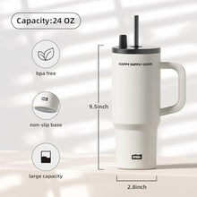 Load image into Gallery viewer, SDGA 24 OZ Stainless Steel Tumbler with Lid and Straw, Coffee Travel Mug with Handle Spill Proof Spill Resistant, Resuable Water Bottle, Insulated Tumbler Cup for Women, BPA Free, White