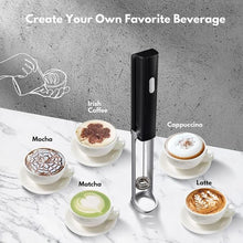 Load image into Gallery viewer, Nomcano Rechargeable Milk Frother Wand with Speed Control, Foldable Bracket and Stand, Electric Handheld Foam Maker with Detachable Stainless Steel Whisk For Coffee, Matcha