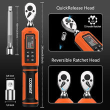 Load image into Gallery viewer, Digital Torque Wrench 1/4 Drive, 0.33-22.1 Ft.lbs./0.45-30Nm Range, Electronic Torque Screwdriver with Dual Direction Ratchet, Buzzer and LED Alert for Bicycle, Bike, DIY and Home Repair