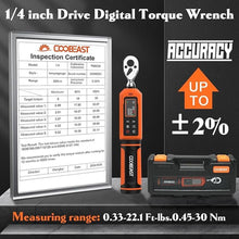 Load image into Gallery viewer, Digital Torque Wrench 1/4 Drive, 0.33-22.1 Ft.lbs./0.45-30Nm Range, Electronic Torque Screwdriver with Dual Direction Ratchet, Buzzer and LED Alert for Bicycle, Bike, DIY and Home Repair