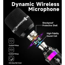 Load image into Gallery viewer, Wireless Microphone, Rechargeable Wireless Dual Microphones with One-to-One Chip Connection and LED Lights, 40H Duration, 200FT Range Receiving, Less Latency Karaoke Microphone for Singing