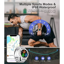 Load image into Gallery viewer, Military Smart Watch for Men(Answer/Dial Calls),1.39''HD Touchscreen,5ATM Waterproof Fitness Watch,100 Sports Modes, with Blood Pressure/Heart Rate/SpO2 for Android/iOS Smart Watch Silver