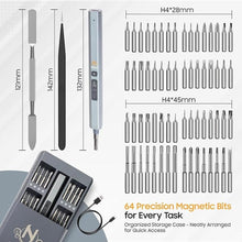 Load image into Gallery viewer, Mini Electric Screwdriver – 66 in 1 Precision Screwdriver Set, Rechargeable Power Repair Tool kit with 4 LED Lights, Electric Screw driver Cordless for Eyeglasses, Watches, Phones and Laptops