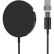 Load image into Gallery viewer, Magnetic Wireless Charger, 15W Max Magnet Fast Charging Pad for iPhone 16 Pro Max/16 Pro/16 Plus/16/15/14/13/12, Slim Mag Quick Charger with USB-A & USB-C Charging Port(Black)