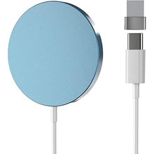 Load image into Gallery viewer, Magnetic Wireless Charger, 15W Max Magnet Fast Charging Pad for iPhone 16 Pro Max/16 Pro/16 Plus/16/15/14/13/12, Slim Mag Quick Charger with USB-A & USB-C Charging Port(Blue)