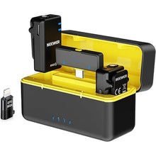 Load image into Gallery viewer, NEEWER KM15 Wireless Lavalier Microphone System Compatible with iPhone Android Phone PC Computer, Mini USB C Noise Cancelling Lapel Mic, 300m Range 48KHz/24Bit 9H Battery for Video Recording Streaming