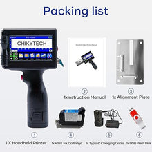 Load image into Gallery viewer, CHIKYTECH Upgrading Portable Handheld Inkjet Printer ZK-1691 with 4.3 Inch Touch Screen Quick-Drying Ink Cartridge Handheld Inkjet Printer for Any Surfaces (Support 28 Languages.)