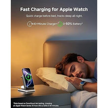 Load image into Gallery viewer, 3 in 1 Charging Station Compatible with MagSafe for Apple, SwanScout 304M, Magnetic Wireless Charger Stand with 5000mAh Detachable Portable Charger for iPhone 16/15, Apple Watch, AirPods (No Adapter)