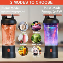 Load image into Gallery viewer, Portable Blender, 25oz Personal Blender for Smoothies and Shakes with 6 Blades, USB C Rechargeable Mini Personal Size Blenders,Fruit Juice Mixer for Home/Office/Travel/Gym (Black)