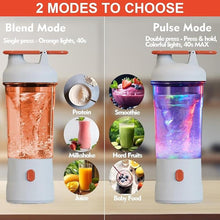 Load image into Gallery viewer, Portable Blender, Personal Blender for Smoothies and Shakes, Cordless, with 6 Blades, USB C Rechargeable Travel Blenders, Fruit Juice Mixer for Home/Office/Camping/Gym, 25 oz (White)