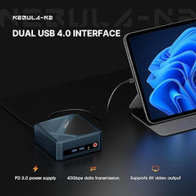 Load image into Gallery viewer, N2 Gaming Mini PC, AMD Ryzen 5 6600H (up to 4.5GHz), 32GB DDR5 512GB PCIe SSD Mini Computers, Support 2xHDMI, 2xUSB4, BT 5.2/WiFi 6E, 2.5G LAN Mini Desktop PC