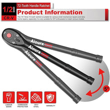 Load image into Gallery viewer, 1/2" Drive Ratchet, 72-Tooth Ratchet Handle, 11 Inch Quick Release Reversible Ratchet Wrench, CR-V Steel, Mechanical Maintenance, Automobile and Motorcycle Repair
