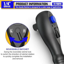 Load image into Gallery viewer, 1/4" Drive Mini Ratchet, 72-Tooth Ratchet Handle, 9 cm Quick Release Reversible Ratchet Wrench, CR-V Steel Made, Mechanical Maintenance, Bicycle Repair, DIYer