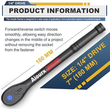 Load image into Gallery viewer, 1/4" Drive Ratchet, 72-Tooth Ratchet Handle, 7 inch Quick Release Reversible Ratchet Wrench, CR-V Steel Made, Mechanical Maintenance, Bicycle Repair, DIYer