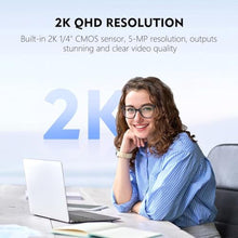Load image into Gallery viewer, TOALLIN 2K QHD Webcam with Windows Hello, Facial Recognition Web Camera, 5 Million Pixels, Auto-Focus Computer Camera, USB Webcam with Microphone & Privacy Shutter