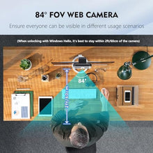 Load image into Gallery viewer, TOALLIN 2K QHD Webcam with Windows Hello, Facial Recognition Web Camera, 5 Million Pixels, Auto-Focus Computer Camera, USB Webcam with Microphone & Privacy Shutter