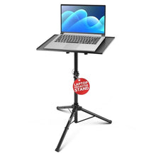 Load image into Gallery viewer, Pyle Projector Stand 28" to 46" Height Adjustable Tripod for Projector, Laptop, DJ Equipment, and More, Portable & Lightweight with Easy Setup, Metal Construction, Adjustable Tray Angle, 20"x16" Inch